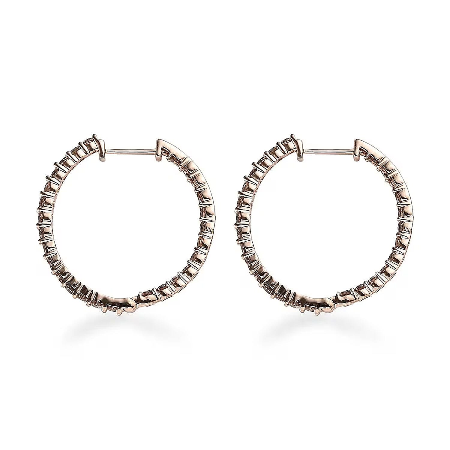 Luxoro Natural Champagne Diamond I3 2.00 ctw Inside Out Hoop Earrings in 10K Rose Gold