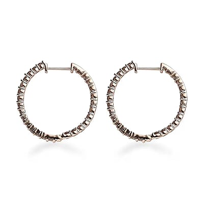Luxoro Natural Champagne Diamond I3 2.00 ctw Inside Out Hoop Earrings in 10K Rose Gold