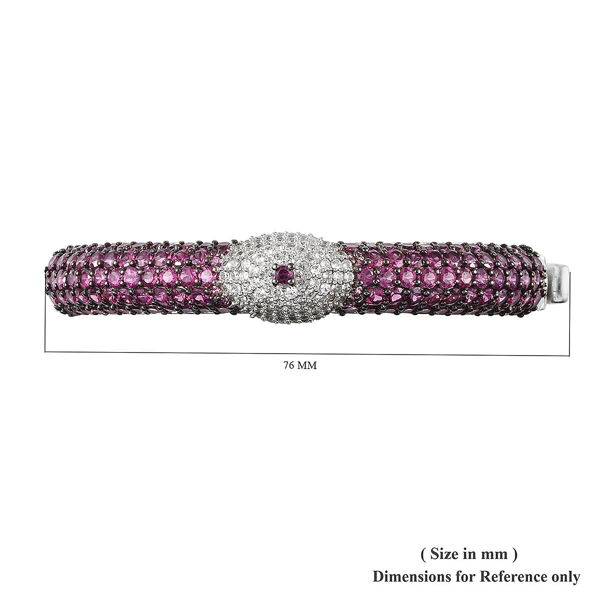 11 CTW Orissa Rhodolite Garnet and Zircon Adjustable Buckle Bangle Bracelet in Platinum Over Sterling Silver 7.25 Inch