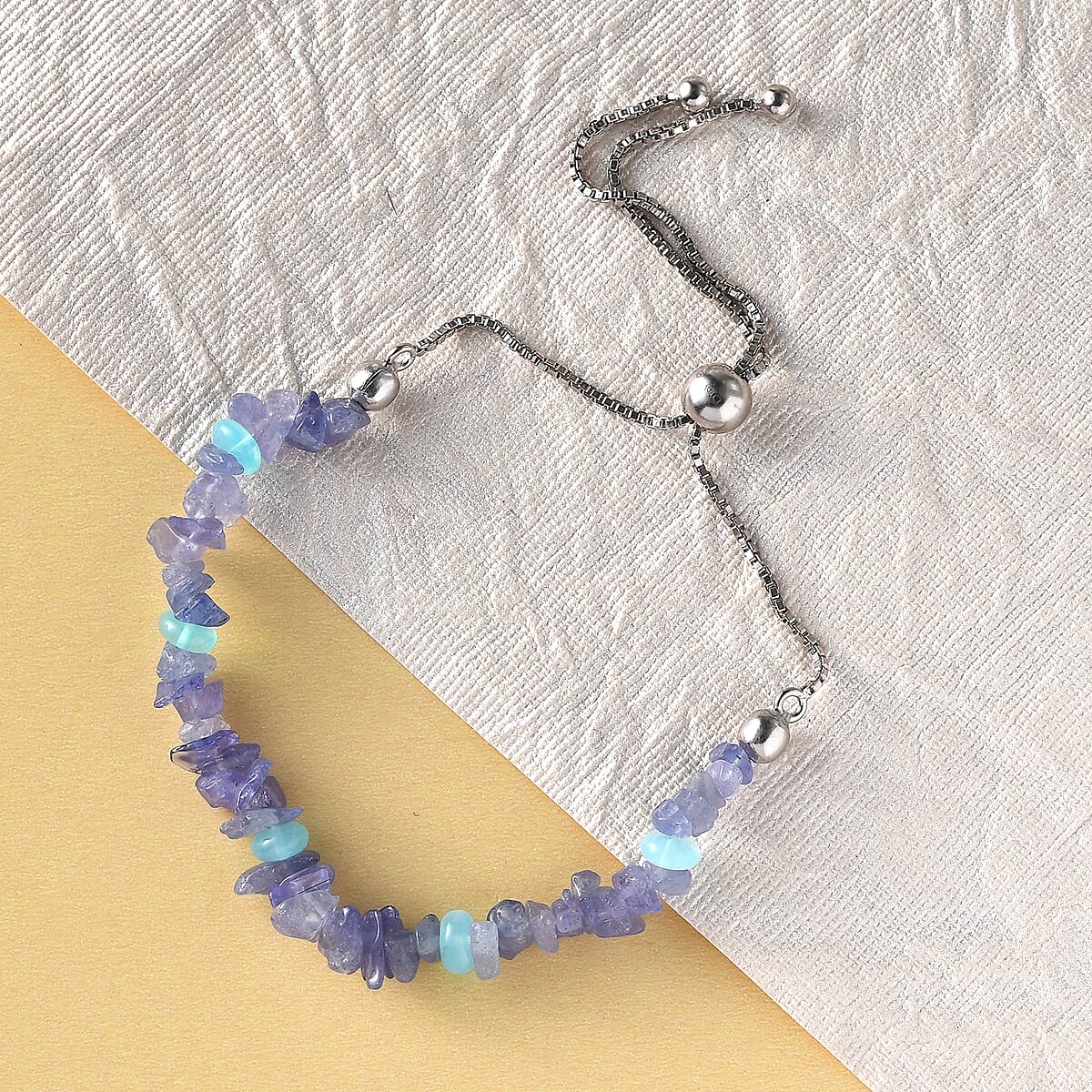 Tanzanite, Blue Opal Enhanced Bolo Bracelet in Platinum Over Sterling Silver 18.85 ctw image number 1