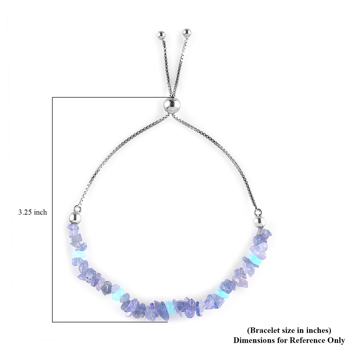 Tanzanite, Blue Opal Enhanced Bolo Bracelet in Platinum Over Sterling Silver 18.85 ctw image number 4