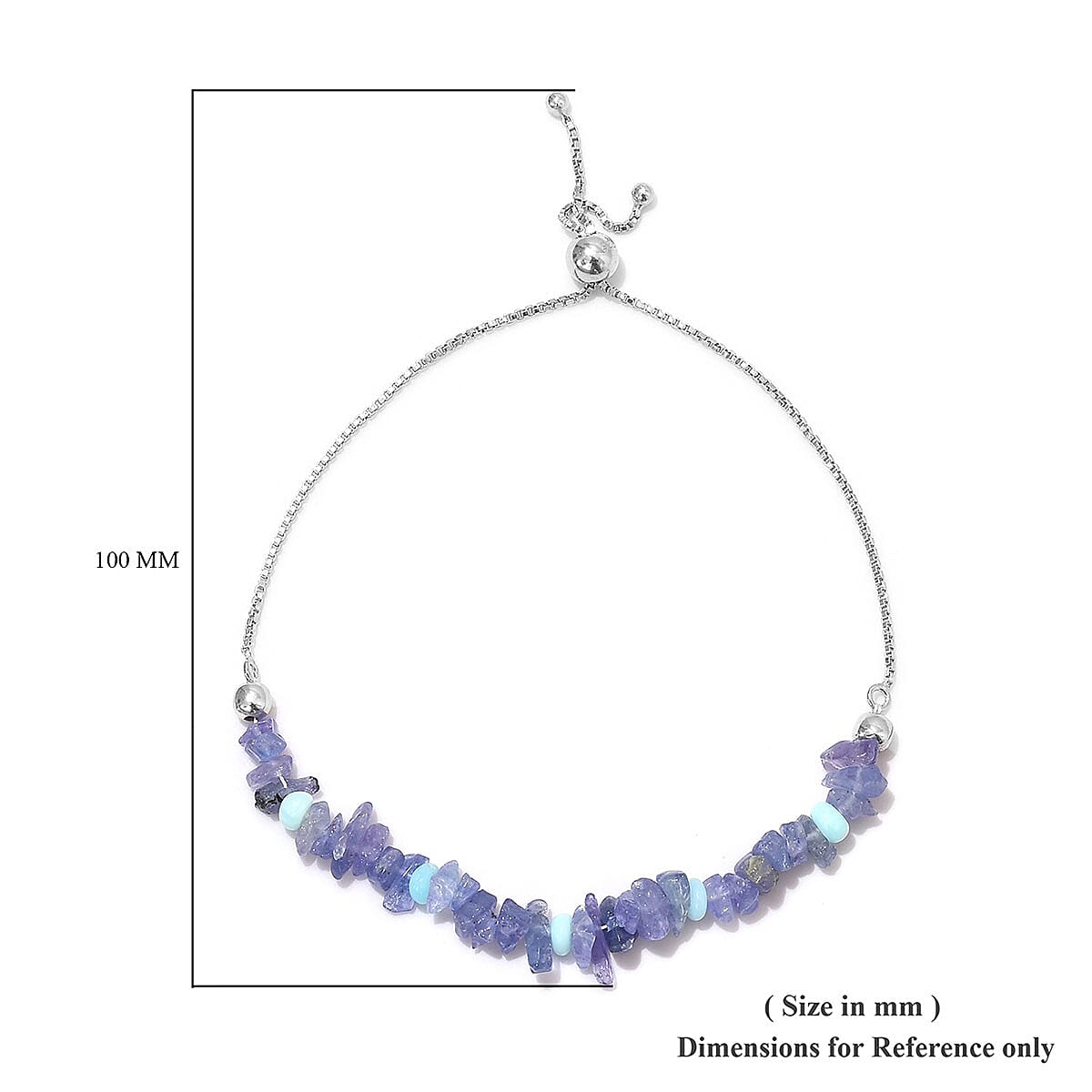 Tanzanite, Blue Opal Enhanced Bolo Bracelet in Platinum Over Sterling Silver 18.85 ctw image number 5