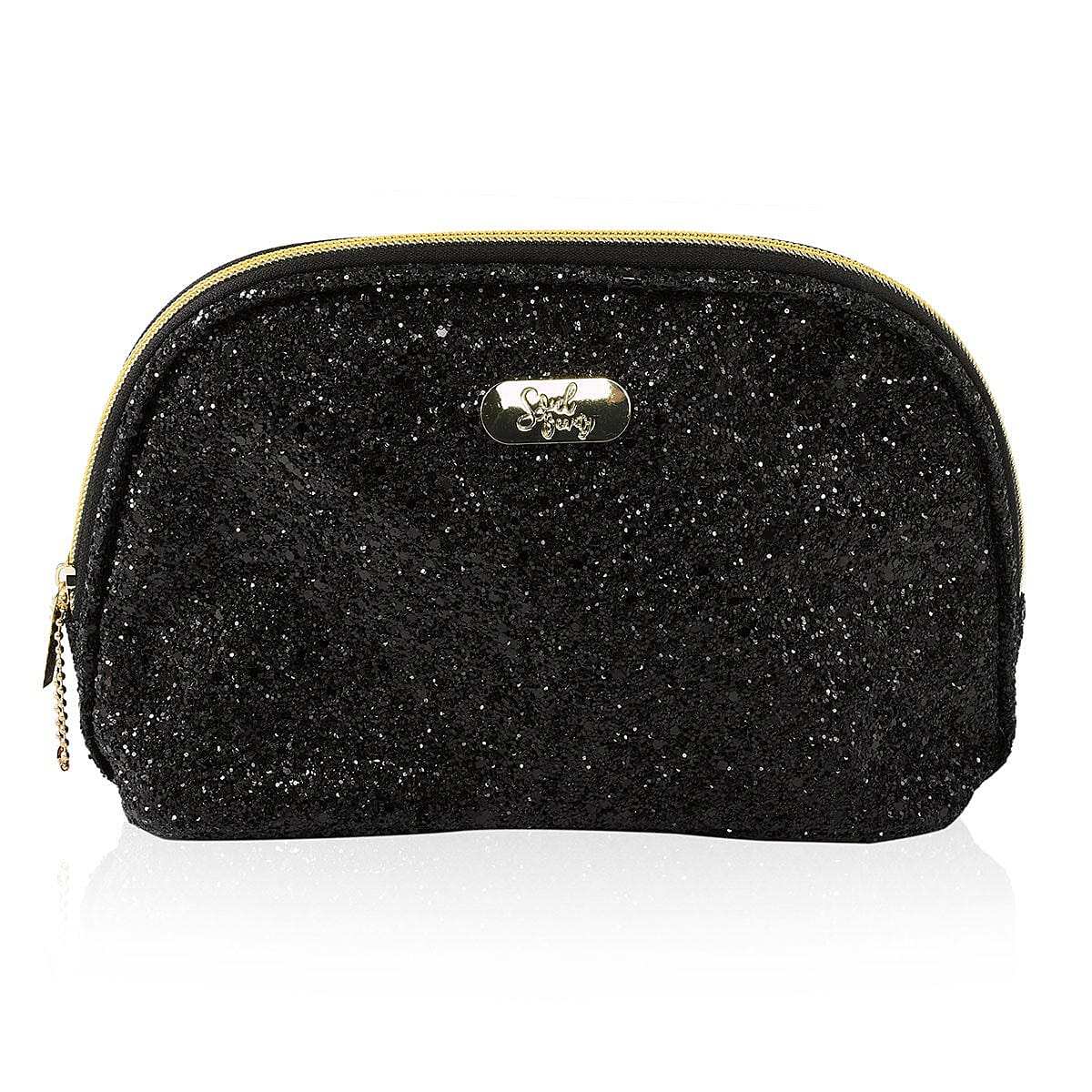 Soul Beauty Set of 3 Multi Color Glitter Cosmetic Bags with Gift Box image number 3