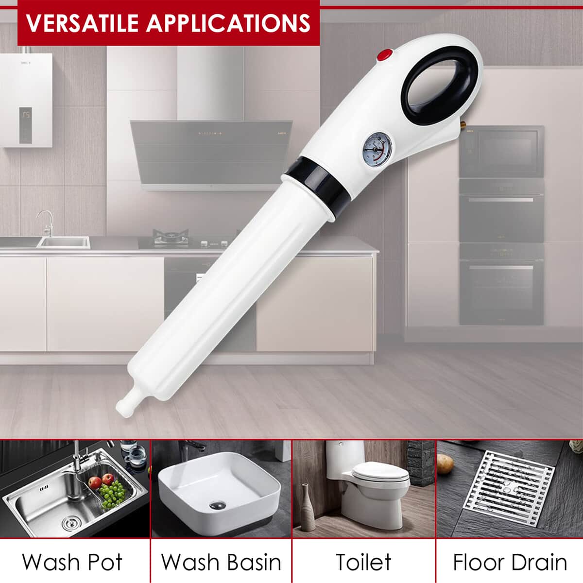 New Innovation Drain Cleaner with 4x Different Plunger Heads & Pump (Airpressure:0.6MPA) image number 3