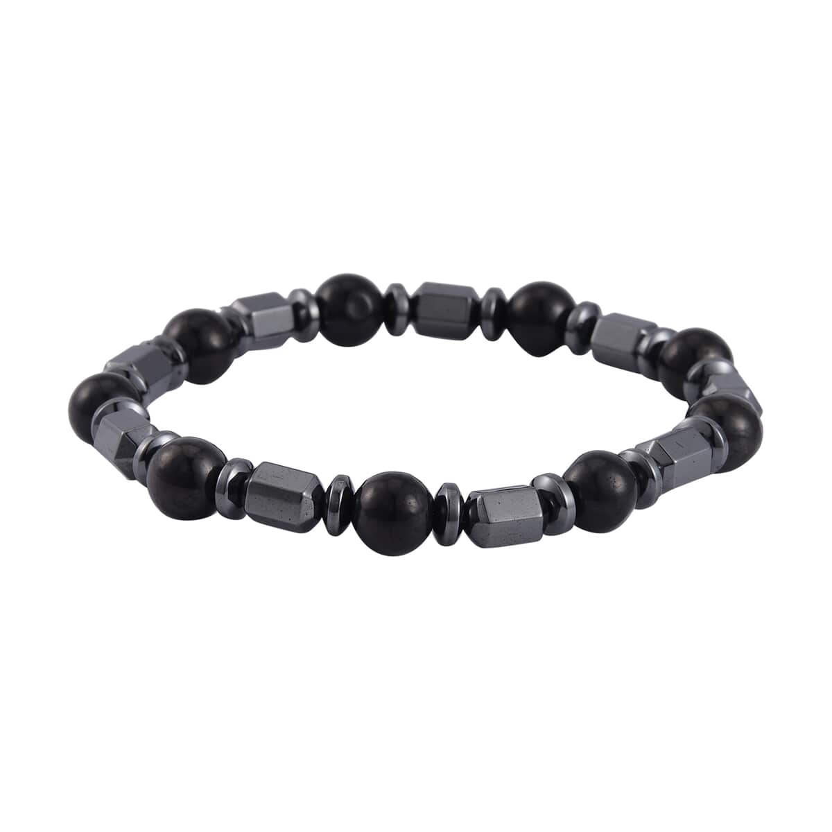 Shungite and Magnetic Hematite Stretch Bracelet 121.50 ctw image number 0