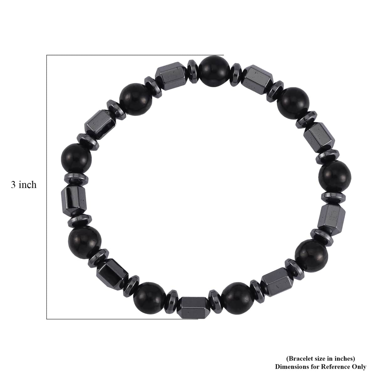 Shungite and Magnetic Hematite Stretch Bracelet 121.50 ctw image number 3