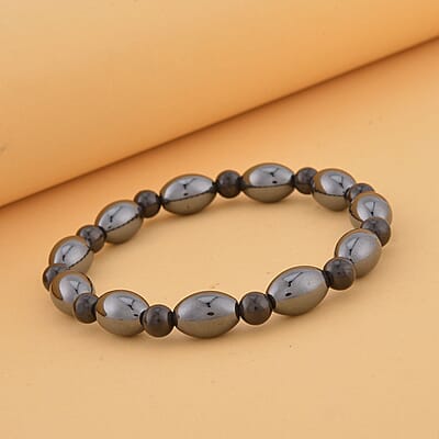 Shungite and Magnetic Hematite Stretch Bracelet 115.00 ctw