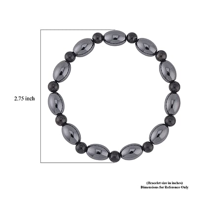 Shungite and Magnetic Hematite Stretch Bracelet 115.00 ctw