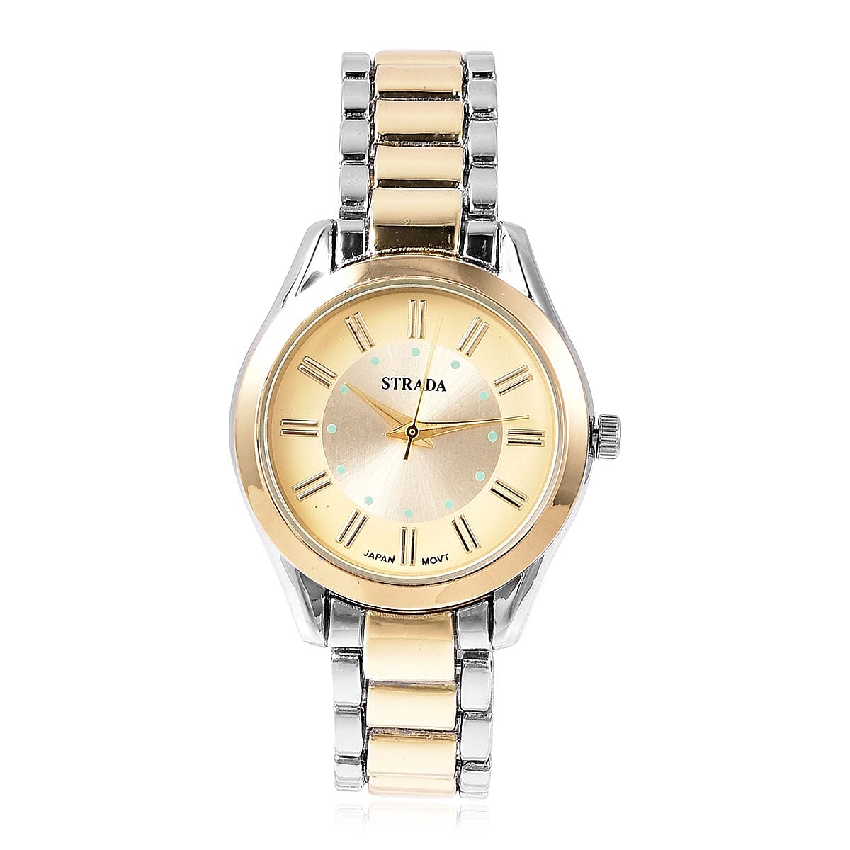 Strada Japanese Movement Watch with Goldtone & Silvertone Magnetic Strap and Stainless Steel Back