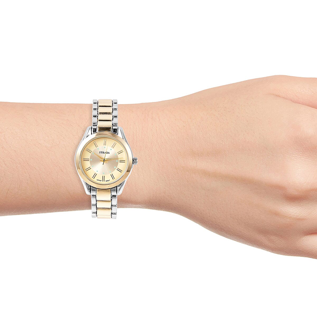 Strada Japanese Movement Watch with Goldtone & Silvertone Magnetic Strap and Stainless Steel Back
