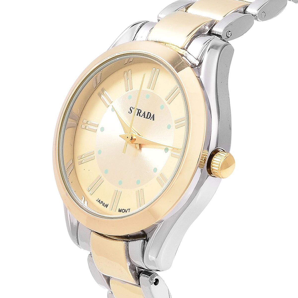 Strada Japanese Movement Watch with Goldtone & Silvertone Magnetic Strap and Stainless Steel Back