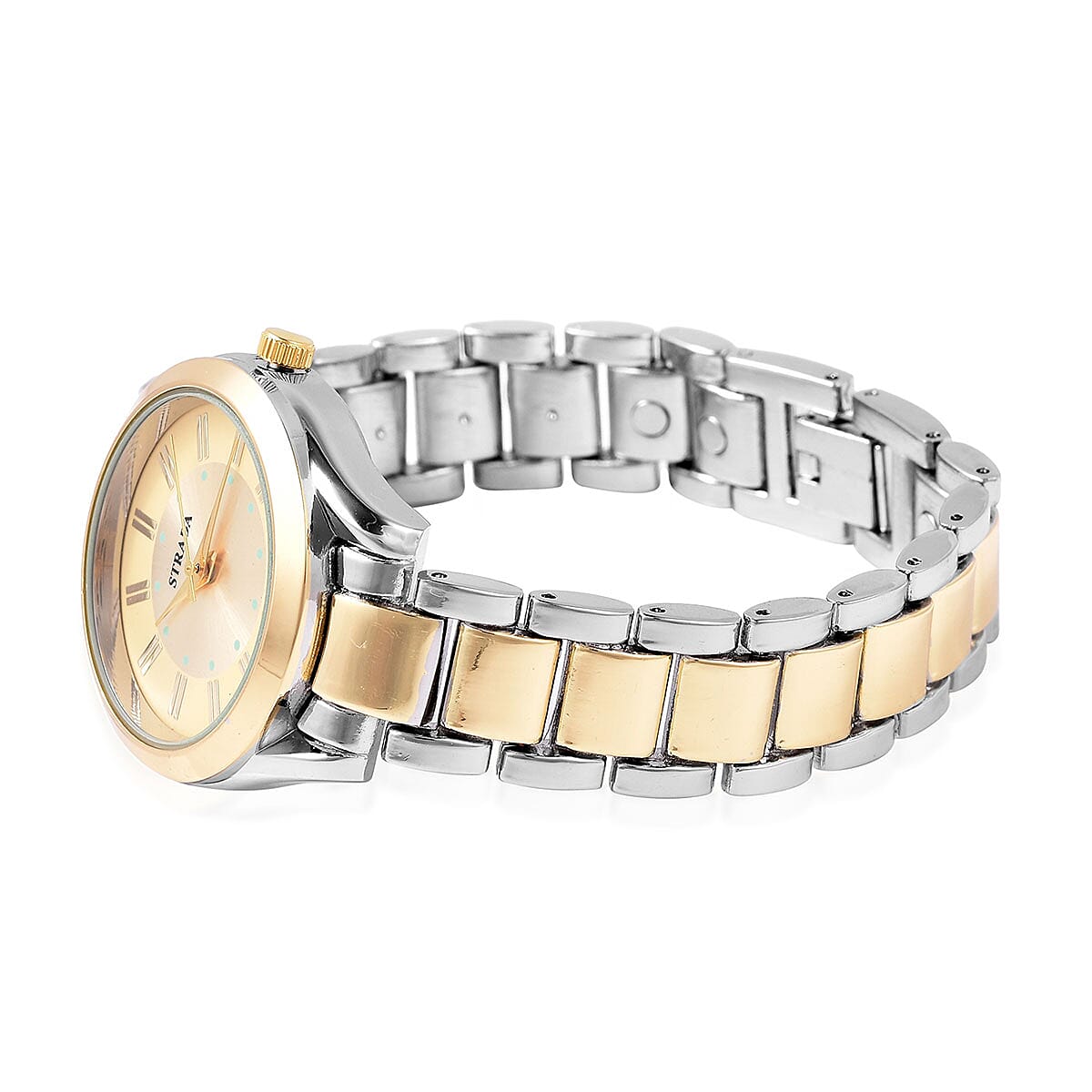 Strada Japanese Movement Watch with Goldtone & Silvertone Magnetic Strap and Stainless Steel Back