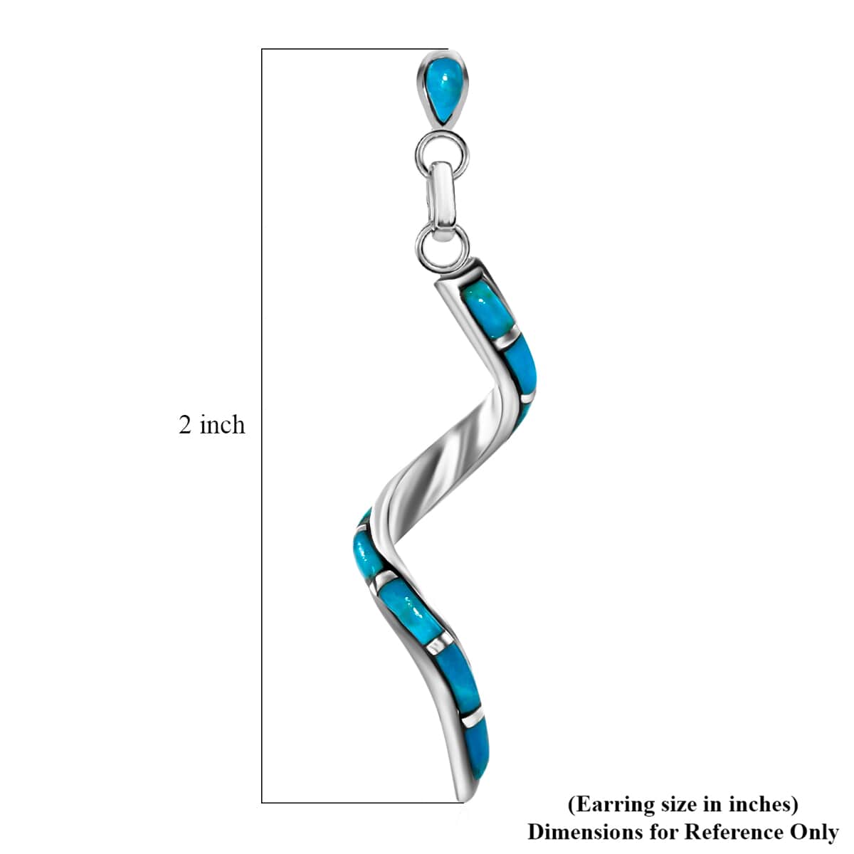Santa Fe Style Kingman Turquoise Swirl Earrings in Sterling Silver 2.00 ctw image number 3