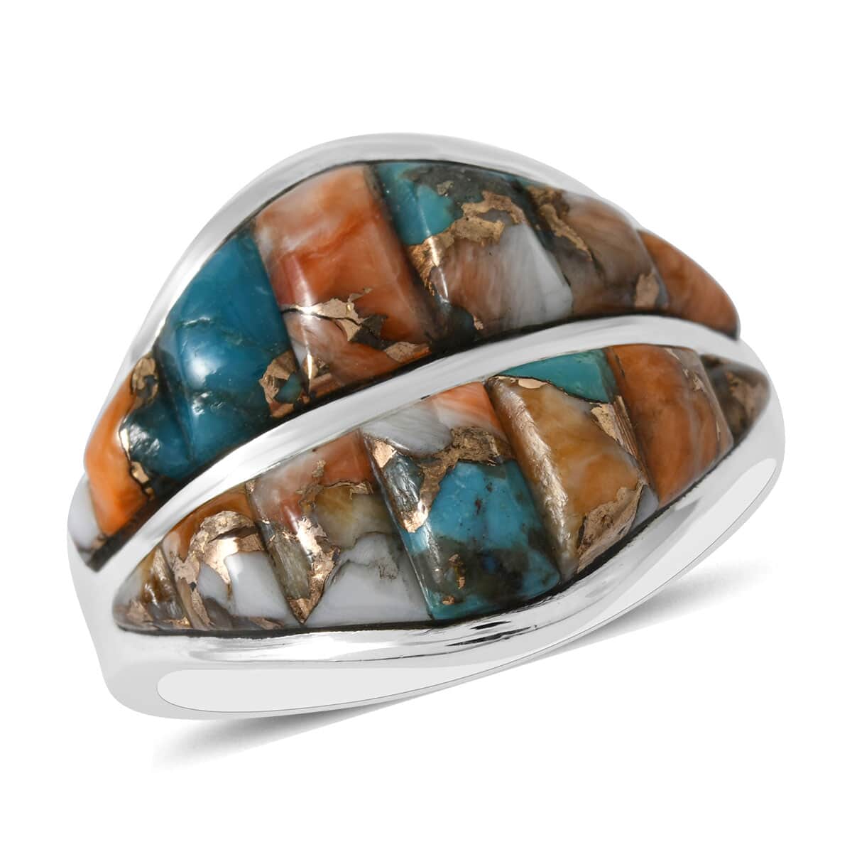 Santa Fe Style Spiny Turquoise Ring in Sterling Silver (Size 11.0) 1.40 ctw image number 0