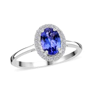 One Of A Kind Certified & Appraised Iliana 18K White Gold AAA Tanzanite and G-H SI Diamond Halo Ring (Size 7.0) 1.00 ctw