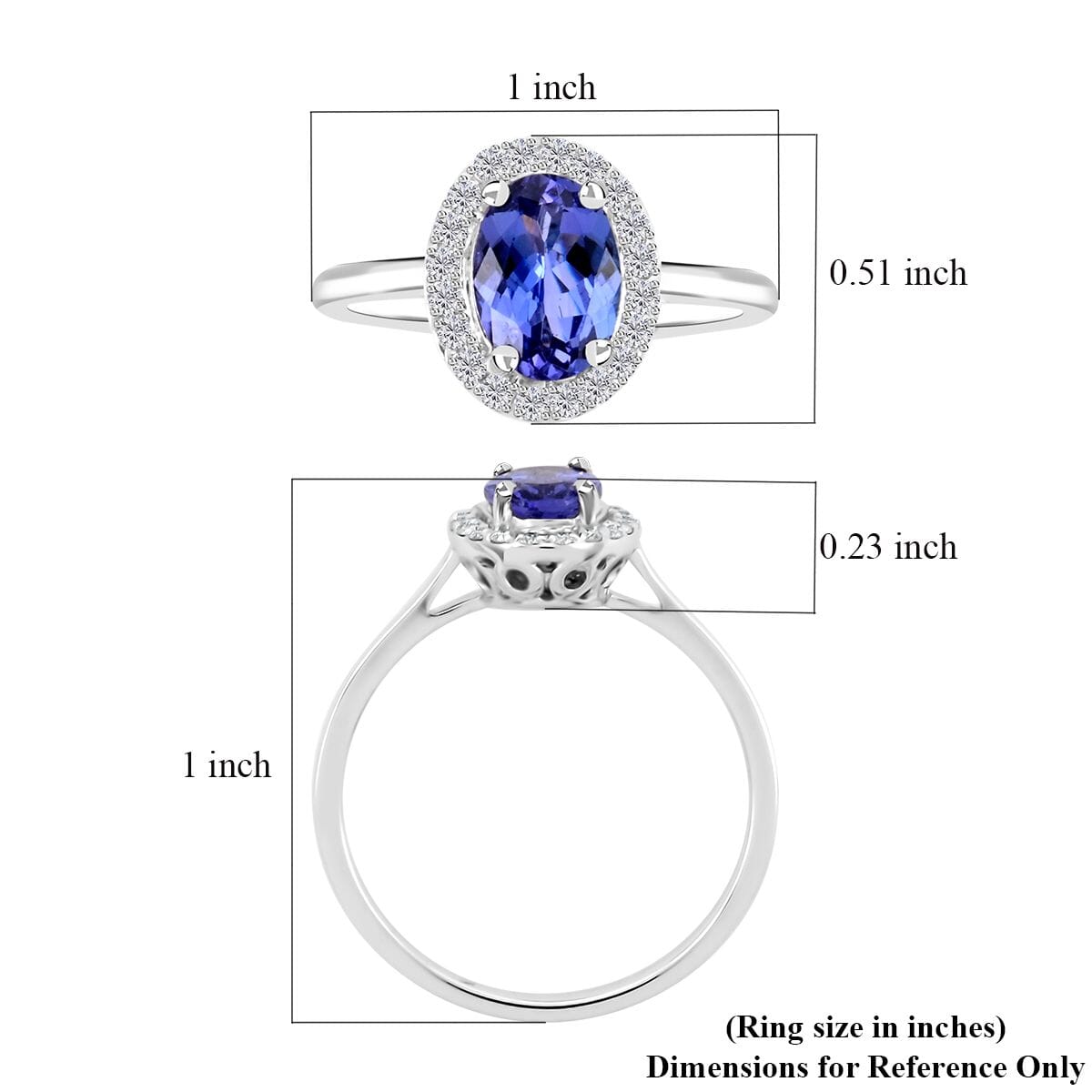 One Of A Kind Certified & Appraised Iliana 18K White Gold AAA Tanzanite and G-H SI Diamond Halo Ring (Size 7.0) 1.00 ctw image number 4