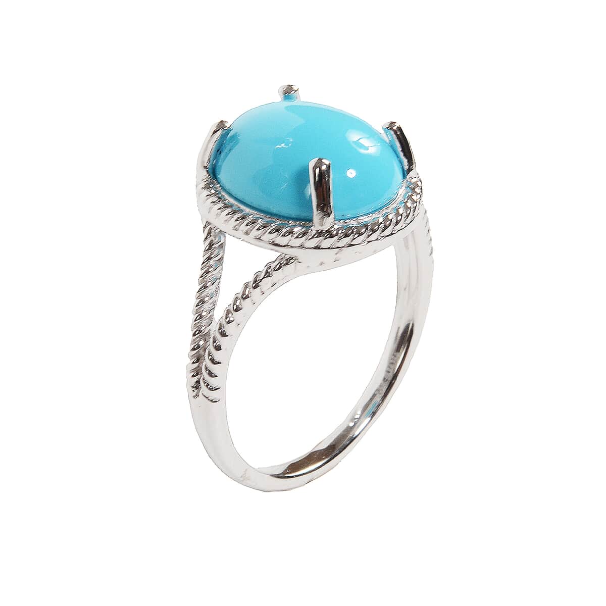 ILIANA 18K White Gold AAA American Natural Sleeping Beauty Turquoise Ring (Size 6.0) 3.30 Grams 2.90 ctw image number 1