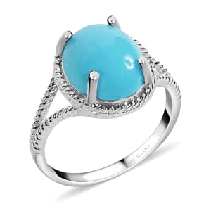 Iliana 18K White Gold AAA Sleeping Beauty Turquoise Ring (Size 6.0) 2.90 ctw
