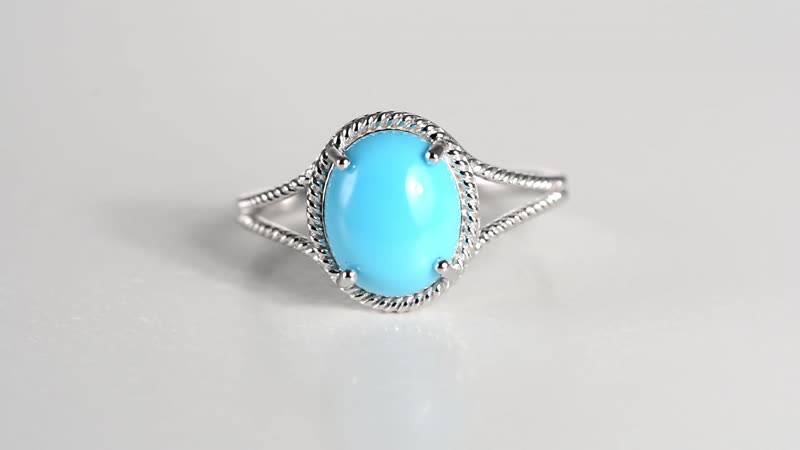 ILIANA 18K White Gold AAA American Natural Sleeping Beauty Turquoise Ring (Size 6.0) 3.30 Grams 2.90 ctw