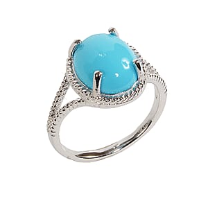 Iliana 18K White Gold AAA Sleeping Beauty Turquoise Ring (Size 7.0) 2.90 ctw