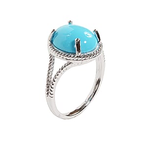 Iliana 18K White Gold AAA Sleeping Beauty Turquoise Ring (Size 7.0) 2.90 ctw