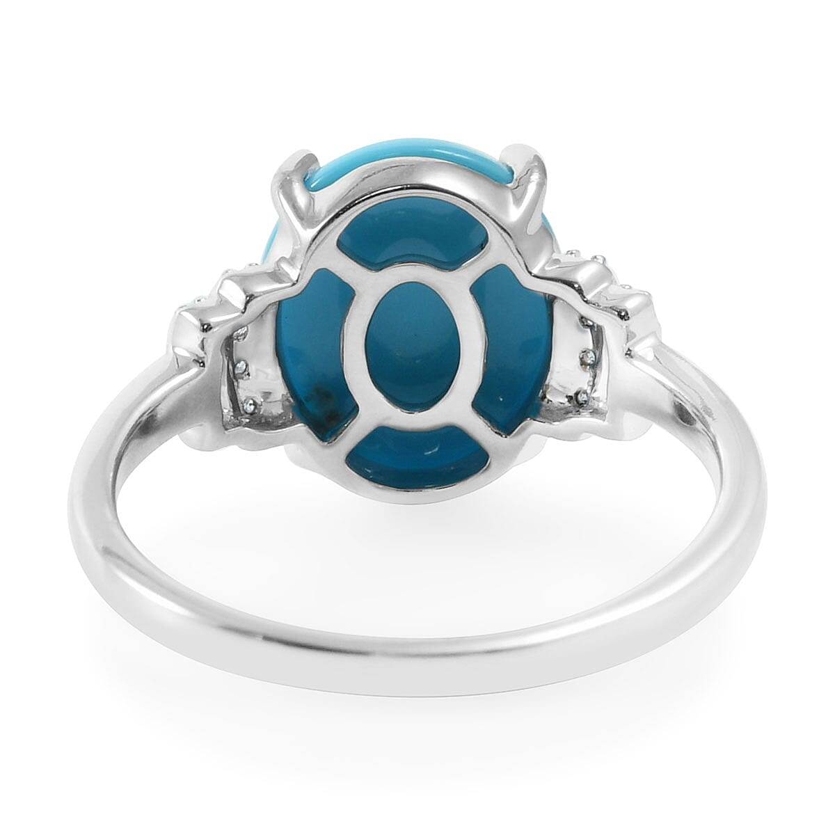 Iliana 3 ctw AAA Mined in America Natural Arizona Sleeping Beauty Turquoise and Diamond Ring in 18K White Gold (Size 10.0) 2.61 Grams