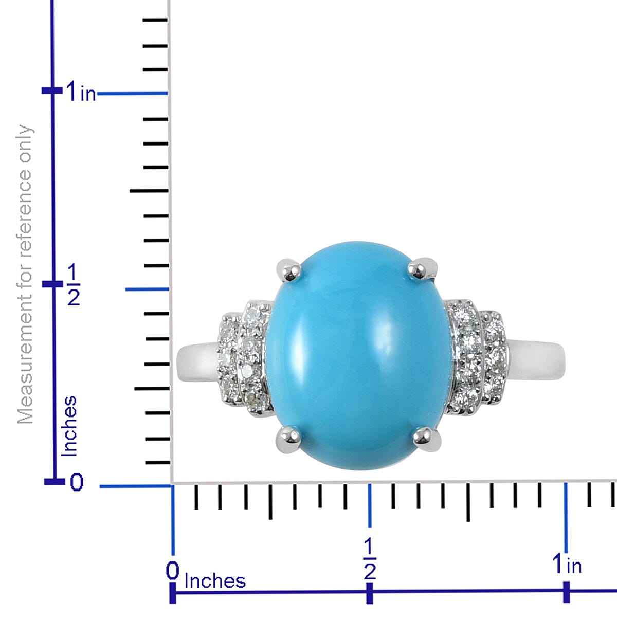 Iliana 3 ctw AAA Mined in America Natural Arizona Sleeping Beauty Turquoise and Diamond Ring in 18K White Gold (Size 10.0) 2.61 Grams