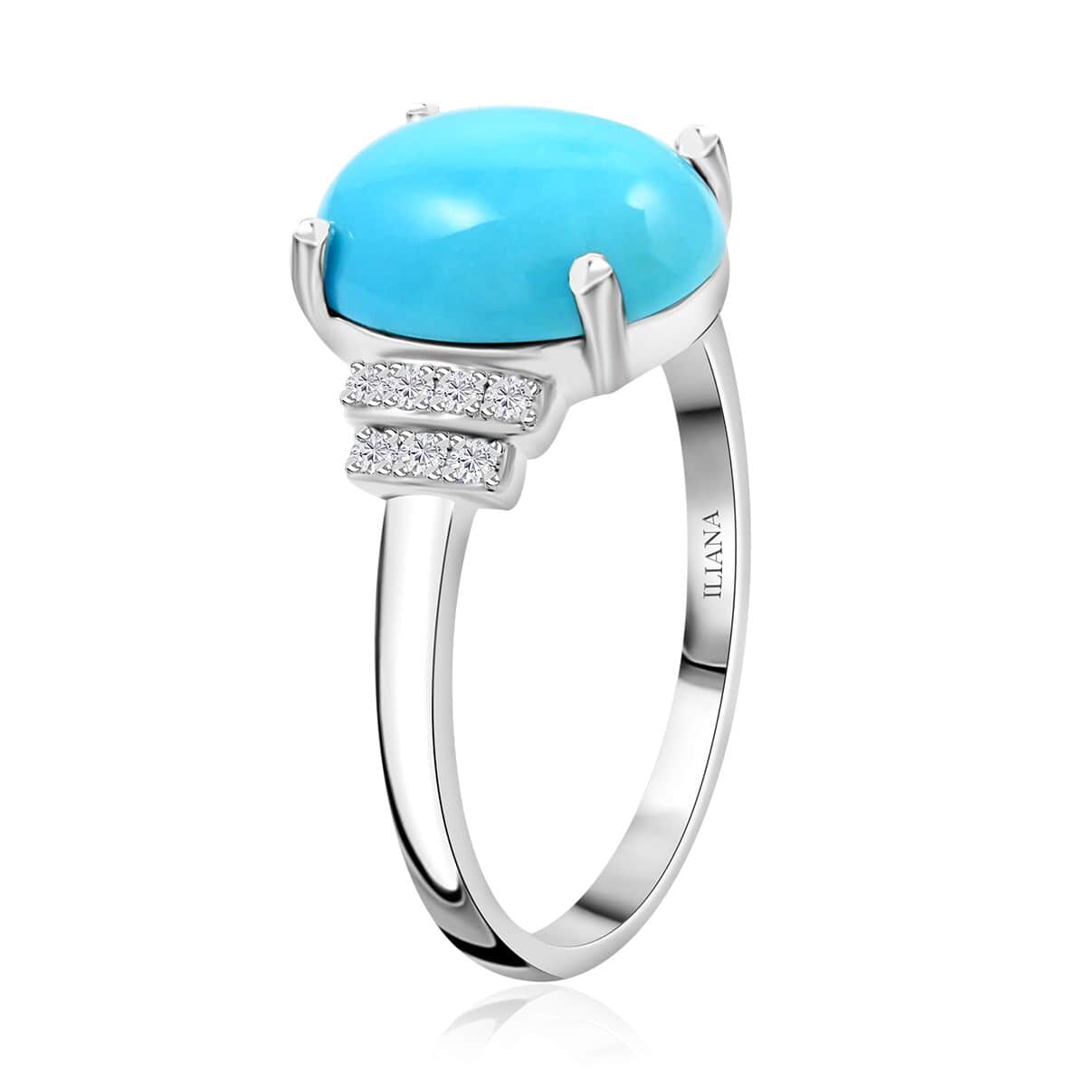 One Of A Kind Certified & Appraised Iliana 18K White Gold AAA Sleeping Beauty Turquoise and G-H SI Diamond Ring (Size 7.0) 3.00 ctw image number 3