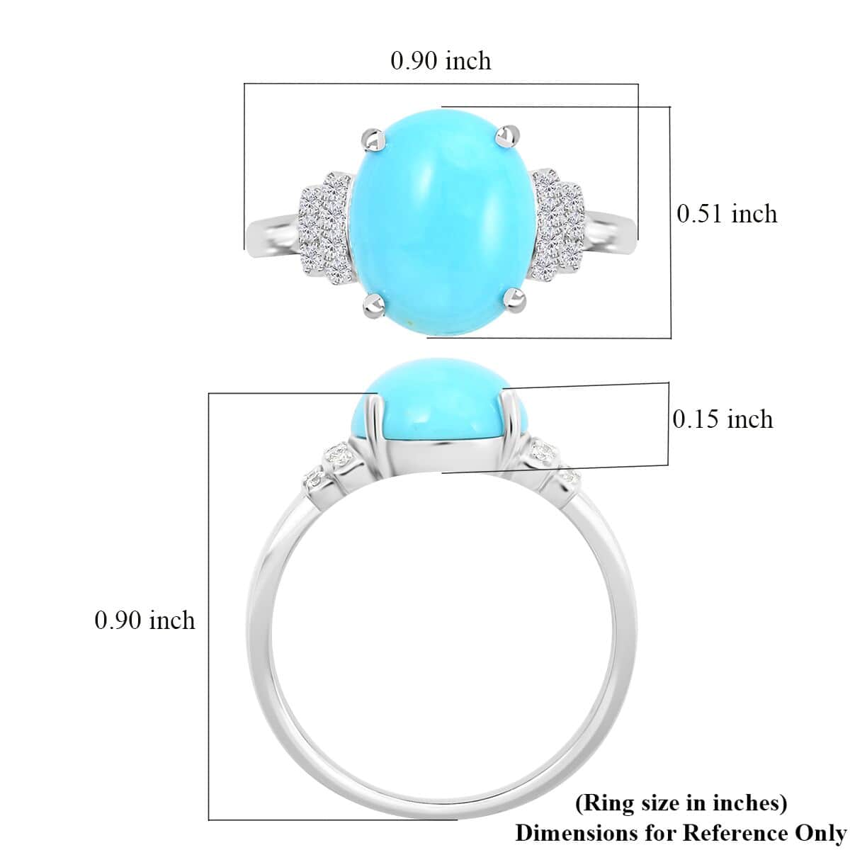 One Of A Kind Certified & Appraised Iliana 18K White Gold AAA Sleeping Beauty Turquoise and G-H SI Diamond Ring (Size 7.0) 3.00 ctw image number 5
