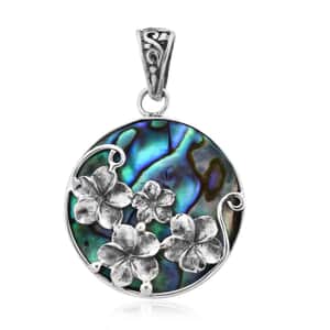 Abalone Shell Pendant in Sterling Silver, Silver Solitaire Pendant, Beach Fashion Jewelry For Women