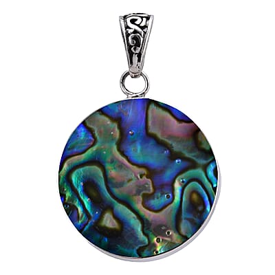 Bali Legacy Abalone Shell Round Pendant without Chain in Sterling Silver