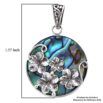 Bali Legacy Abalone Shell Round Pendant without Chain in Sterling Silver