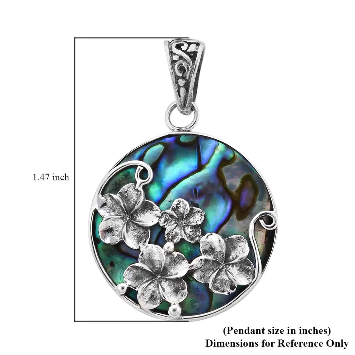 Abalone Shell Pendant in Sterling Silver, Silver Solitaire Pendant, Beach Fashion Jewelry For Women image number 6