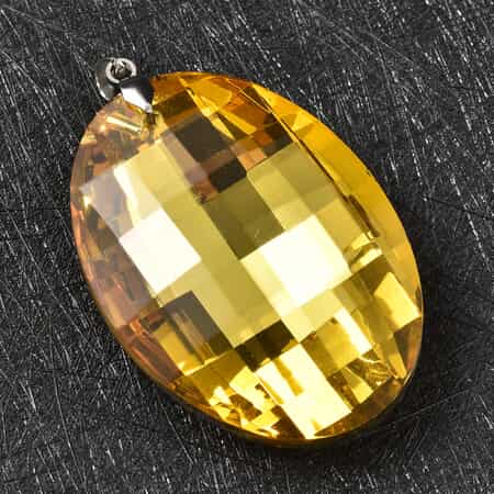 Simulated Yellow Sapphire Pendant in Rhodium Over Sterling Silver image number 1