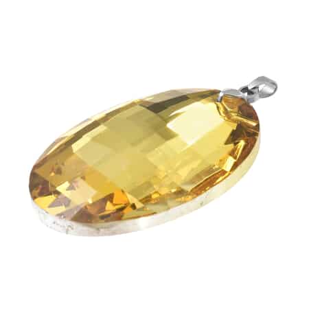 Simulated Yellow Sapphire Pendant in Rhodium Over Sterling Silver image number 2