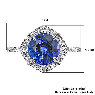 Iliana AAA Tanzanite and G-H SI Diamond  4.15 ctw Halo Ring in 18K White Gold (Size 8.0) 5.34 Grams
