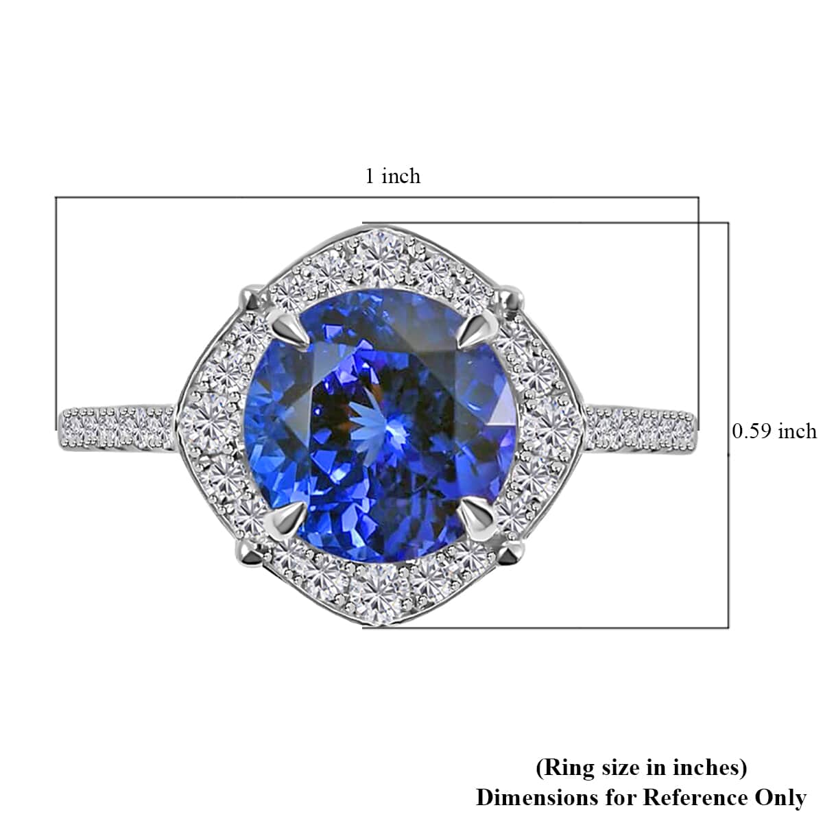Iliana 18K White Gold AAA Tanzanite and G-H SI Diamond Halo Ring (Size 8.0) 5.34 Grams 4.15 ctw image number 5