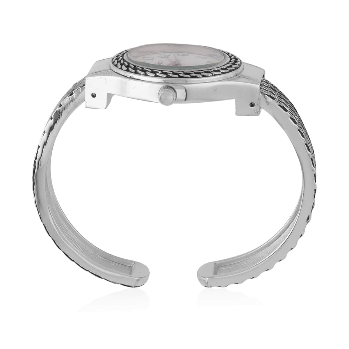 Strada Japanese Movement Cuff Watch in Black Oxidized Silvertone with Stainless Steel Back (26.67-33.27mm) image number 6
