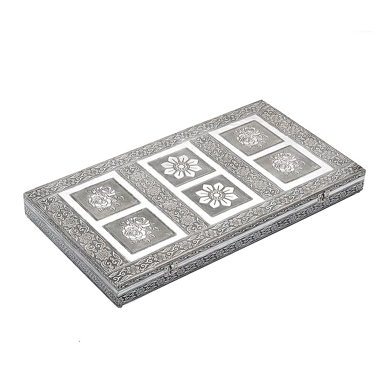 Handcrafted Oxidized Rose Embossed Jewelry Box with Scratch Protection Interior