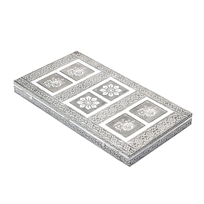 Handcrafted Oxidized Rose Embossed Jewelry Box with Scratch Protection Interior