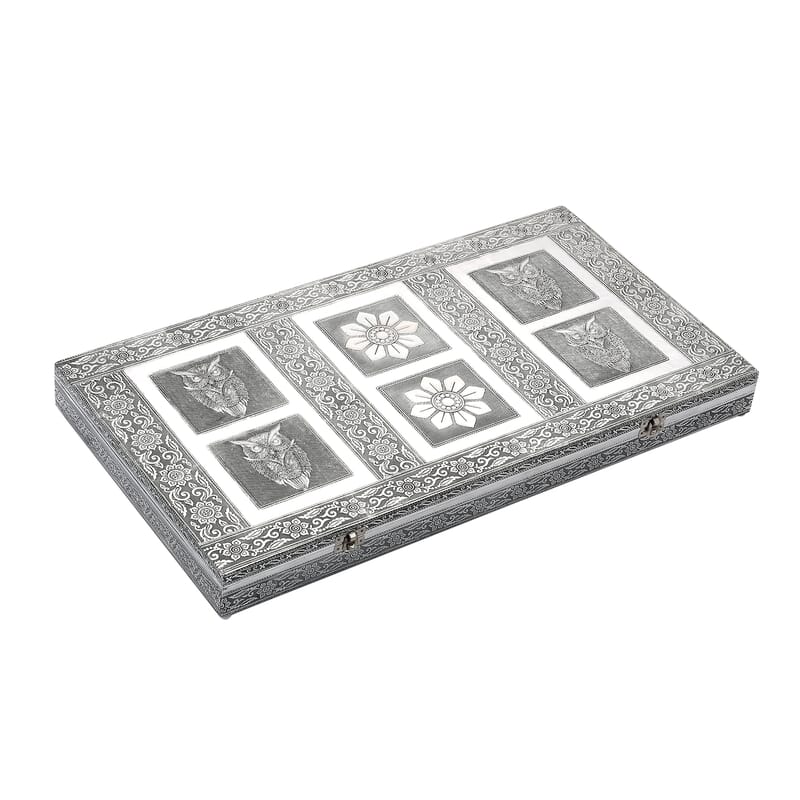 Hand Crafted Oxidized Owl Embossed Jewelry Box with Scratch Protection Interior