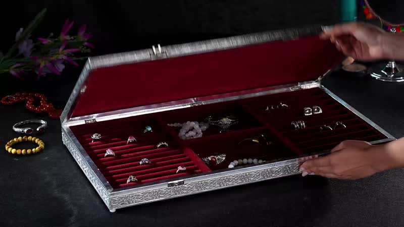 Largest Ever Hand Crafted Oxidized Rose Embossed Jewelry Box with Scratch Protection Interior