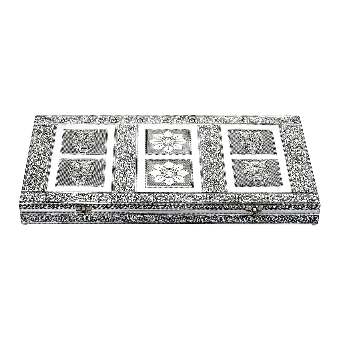 Largest Ever Hand Crafted Oxidized Owl Embossed Jewelry Box with Scratch Protection Interior image number 2