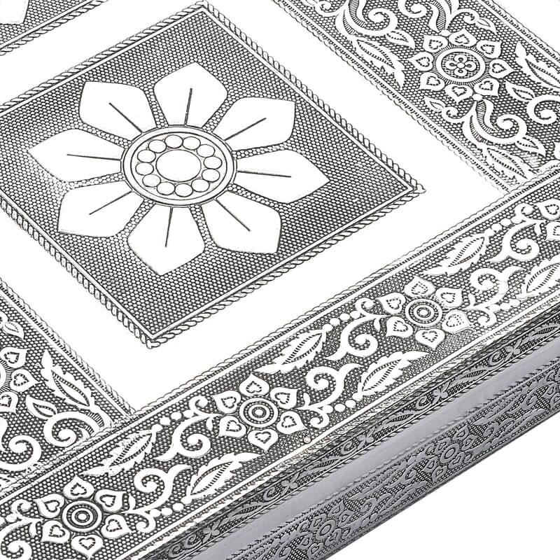 Hand Crafted Oxidized Owl Embossed Jewelry Box with Scratch Protection Interior