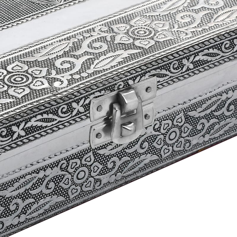 Hand Crafted Oxidized Owl Embossed Jewelry Box with Scratch Protection Interior