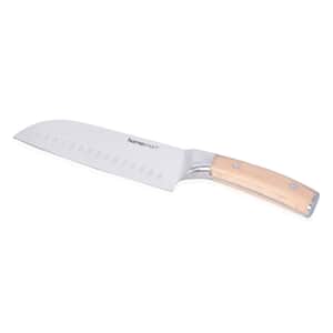 HOMESMART Santoku Chef's Knife in Stainless Steel with Coffee Wooden Handle (7)