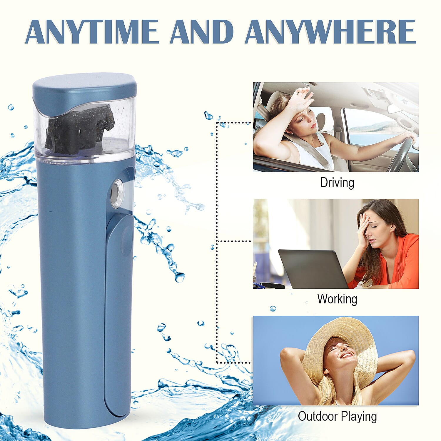 Natural Shungite Infused Facial Nano Mist Sprayer with Built in Rechargeable Battery - Iridescent Blue