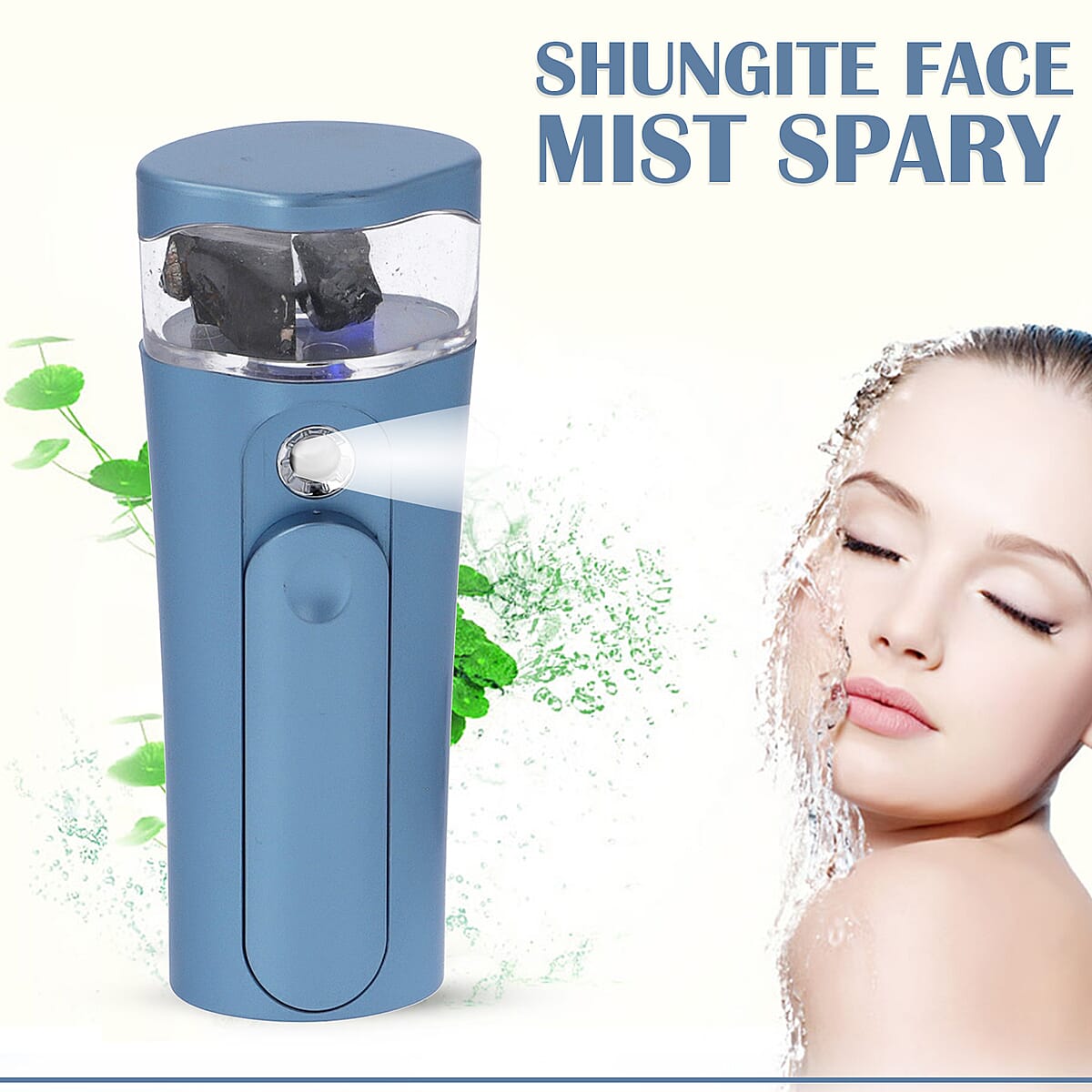 Natural Shungite Infused Facial Nano Mist Sprayer with Built in Rechargeable Battery - Iridescent Blue image number 3