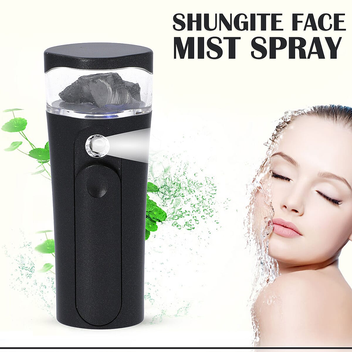 Natural Shungite Infused Facial Nano Mist Sprayer with Built in Rechargeable Battery - Iridescent Black image number 1