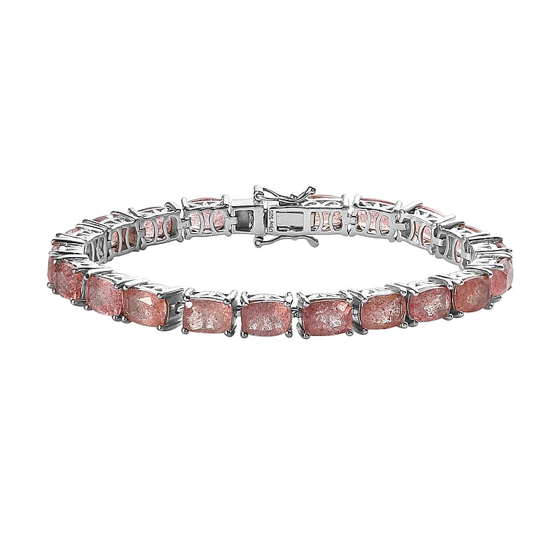 D'Joy Tanzanian Natronite 17.90 ctw Tennis Bracelet in Platinum Over Sterling Silver (6.50 In)